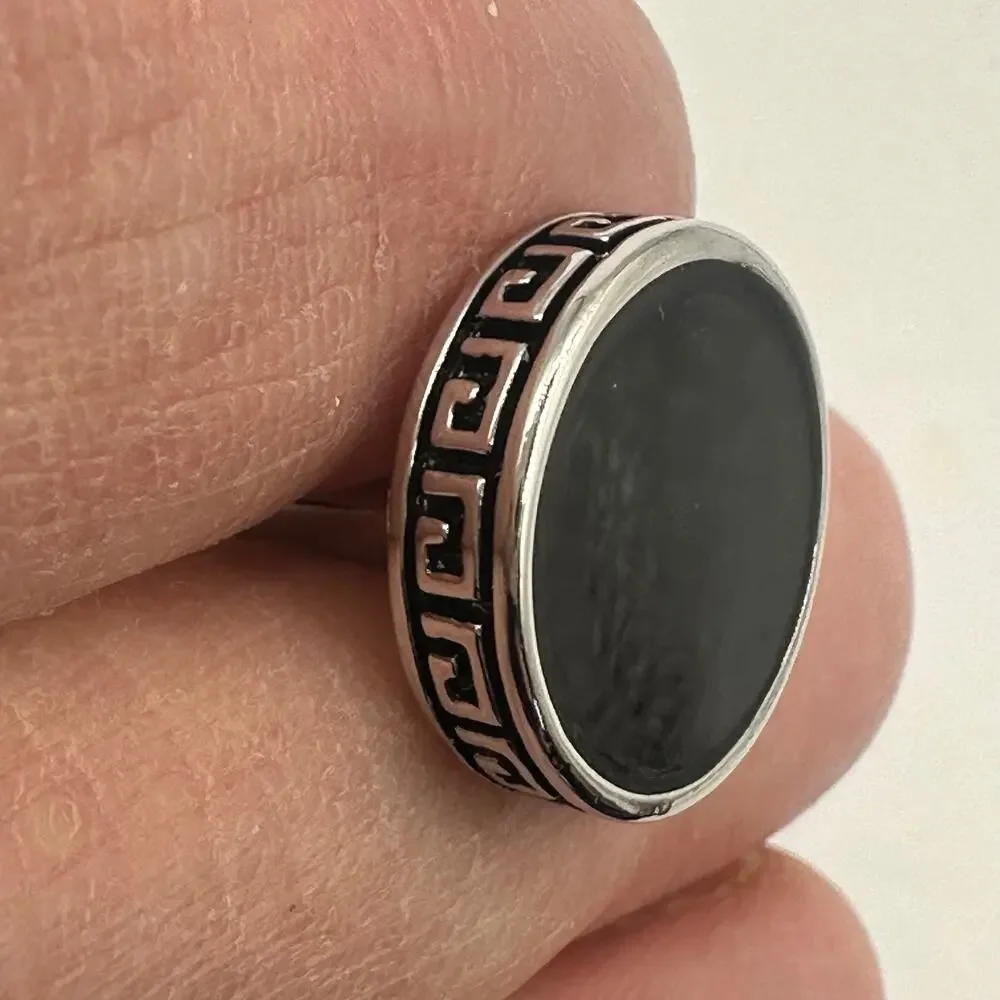 Geoffrey Beene Cuff Links Black Silver Greek Key Mens Button Shirt Accessory